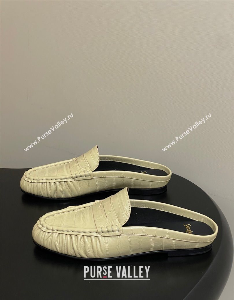 Saint Laurent Le Loafer Mules in Eel Embossed Leather Yellow 2025 7668790 (MD-251215017)