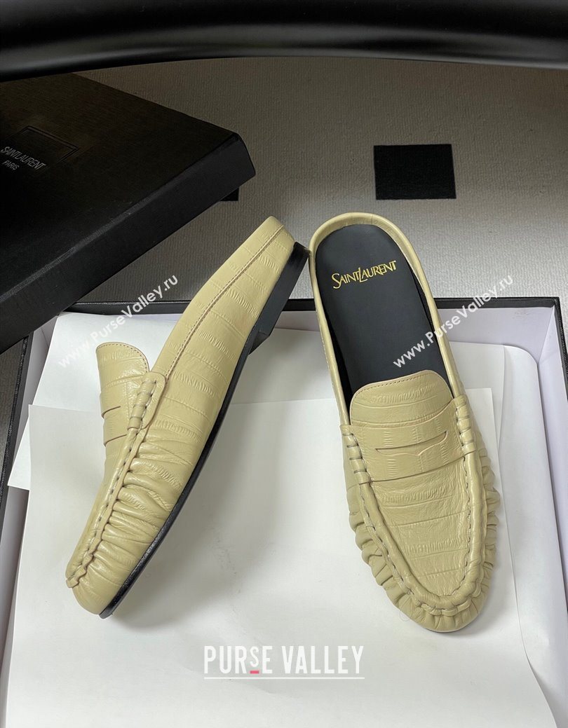 Saint Laurent Le Loafer Mules in Eel Embossed Leather Yellow 2025 7668790 (MD-251215017)