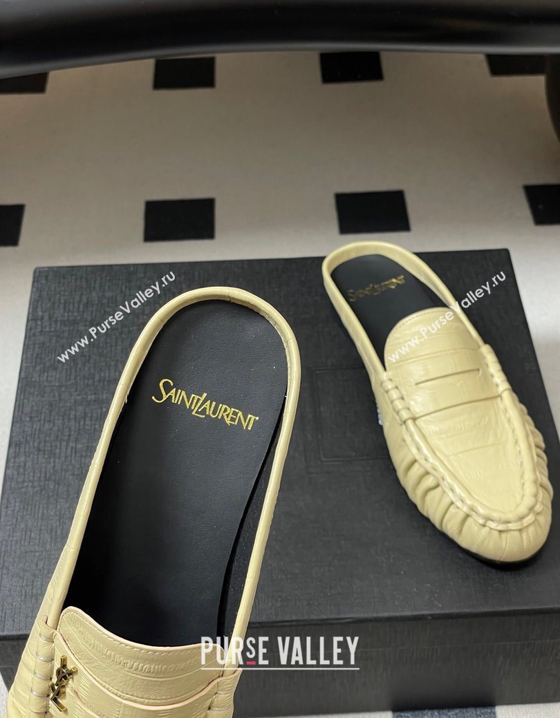 Saint Laurent Le Loafer Mules in Eel Embossed Leather Yellow 2025 7668790 (MD-251215017)