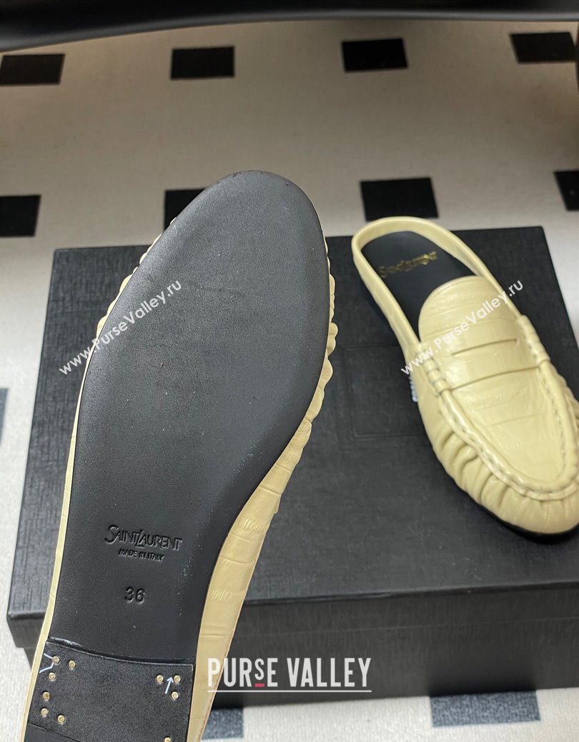 Saint Laurent Le Loafer Mules in Eel Embossed Leather Yellow 2025 7668790 (MD-251215017)