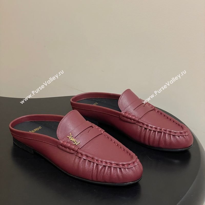 Saint Laurent Le Loafer Mules in Calf Leather Red 2025 7668790 (MD-251215020)