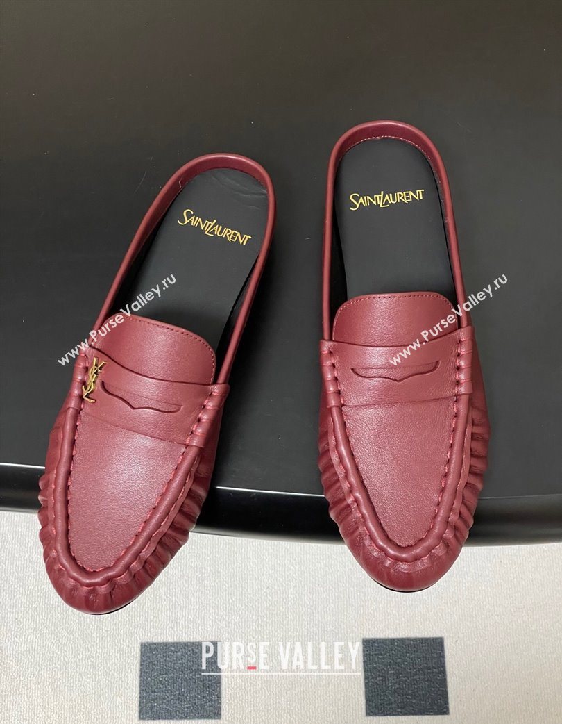 Saint Laurent Le Loafer Mules in Calf Leather Red 2025 7668790 (MD-251215020)