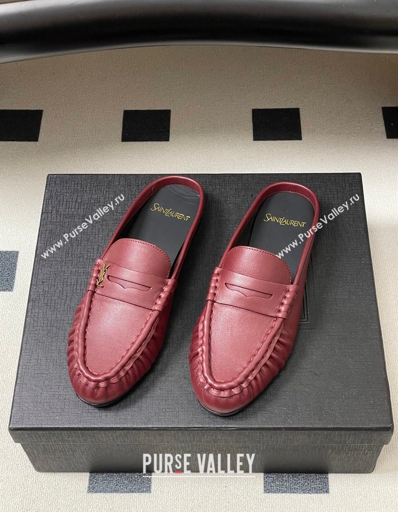 Saint Laurent Le Loafer Mules in Calf Leather Red 2025 7668790 (MD-251215020)