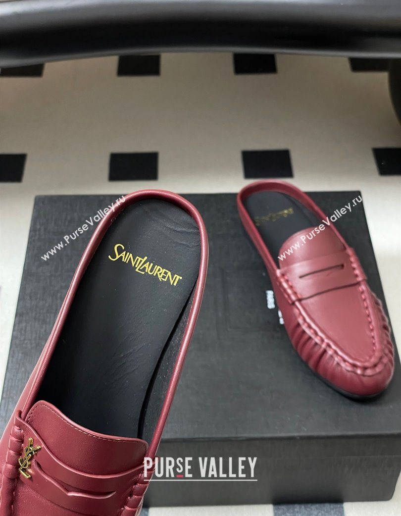 Saint Laurent Le Loafer Mules in Calf Leather Red 2025 7668790 (MD-251215020)