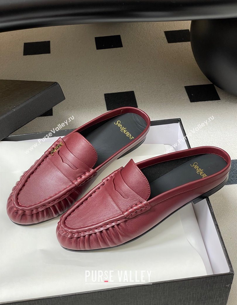 Saint Laurent Le Loafer Mules in Calf Leather Red 2025 7668790 (MD-251215020)