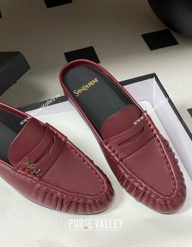 Saint Laurent Le Loafer Mules in Calf Leather Red 2025 7668790 (MD-251215020)