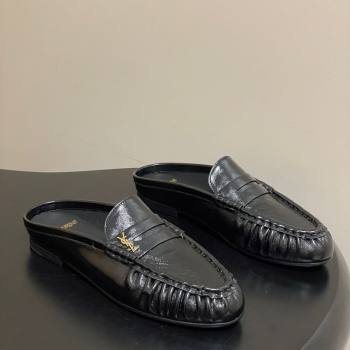 Saint Laurent Le Loafer Mules in Oil Leather Black 2025 7668790 (MD-251215021)