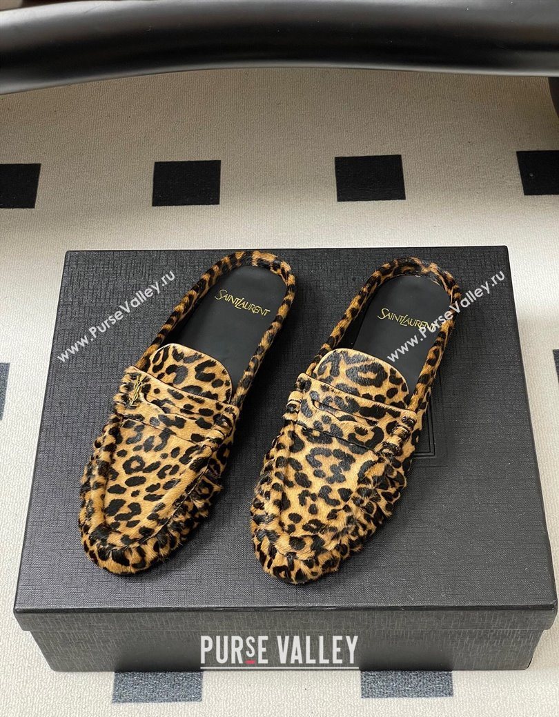 Saint Laurent Le Loafer Mules in Leopard Print 2025 7668790 (MD-251215023)