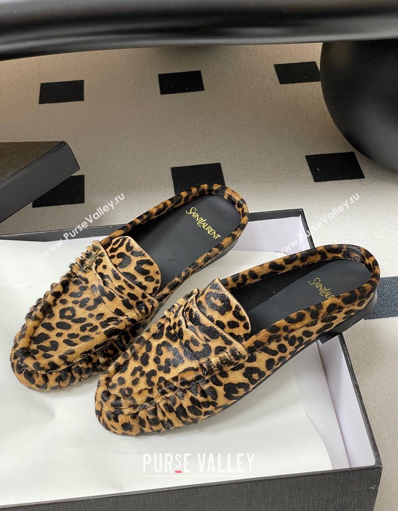 Saint Laurent Le Loafer Mules in Leopard Print 2025 7668790 (MD-251215023)