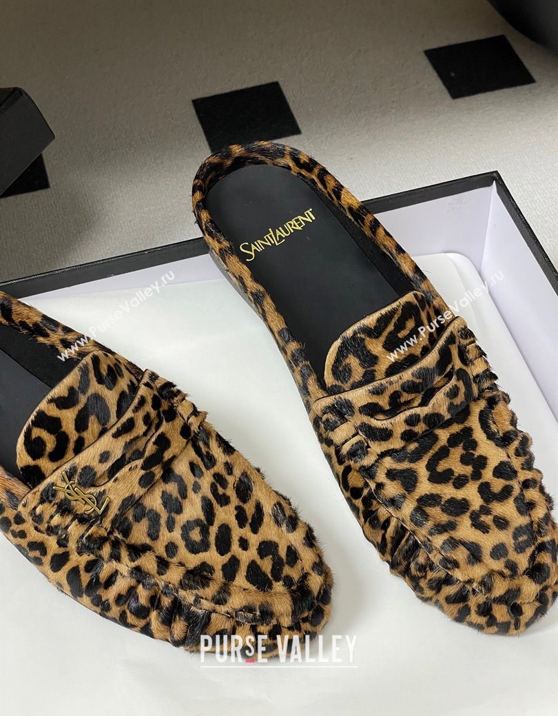 Saint Laurent Le Loafer Mules in Leopard Print 2025 7668790 (MD-251215023)