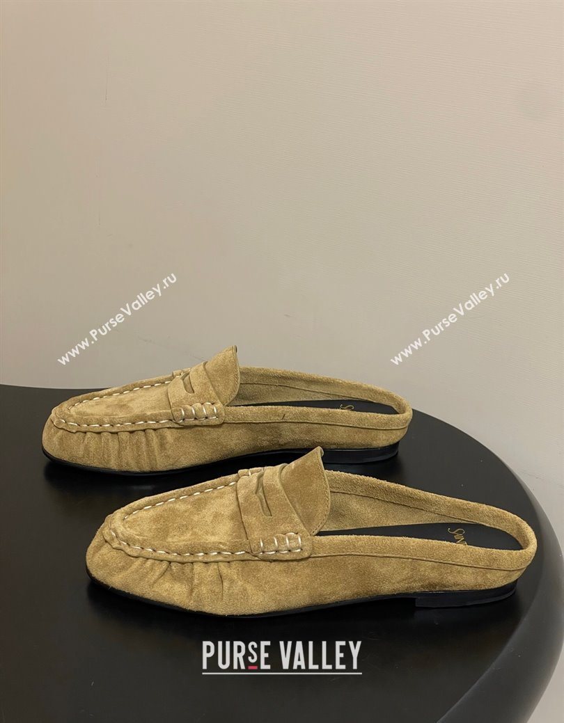 Saint Laurent Le Loafer Mules in Suede Beige Yellow 2025 7668790 (MD-251215027)