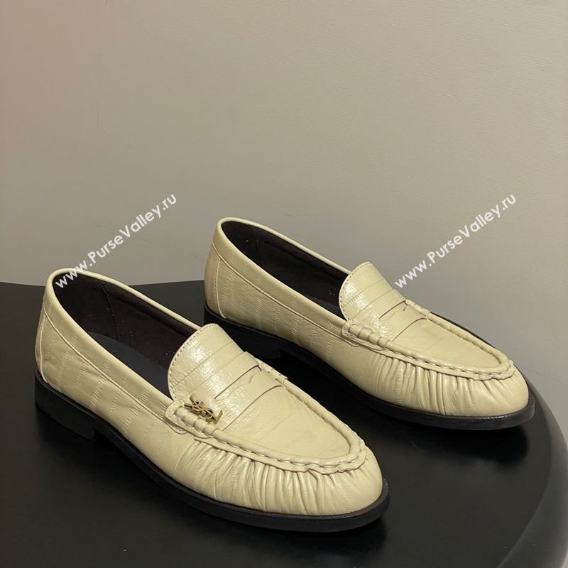 Saint Laurent Le Loafers Penny Slippers in Eel Embossed Leather Yellow 2025 7668790 (MD-251215003)