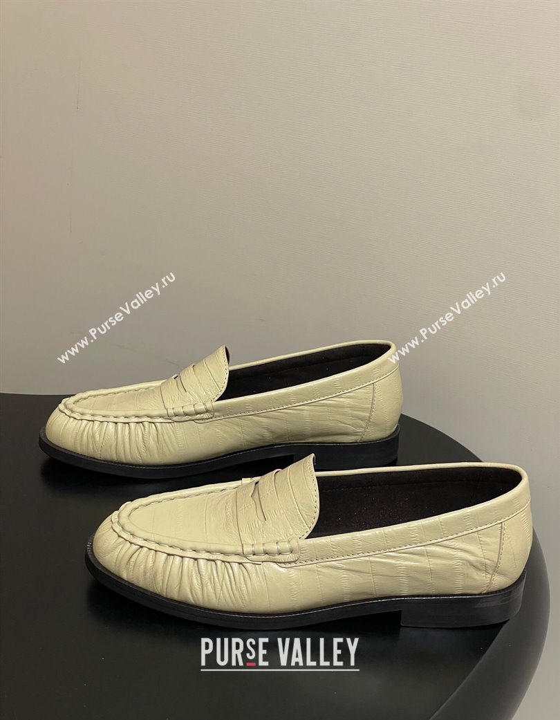 Saint Laurent Le Loafers Penny Slippers in Eel Embossed Leather Yellow 2025 7668790 (MD-251215003)