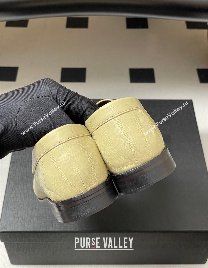 Saint Laurent Le Loafers Penny Slippers in Eel Embossed Leather Yellow 2025 7668790 (MD-251215003)