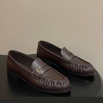 Saint Laurent Le Loafers Penny Slippers in Calf Leather Dark Brown 2025 7668790 (MD-251215005)