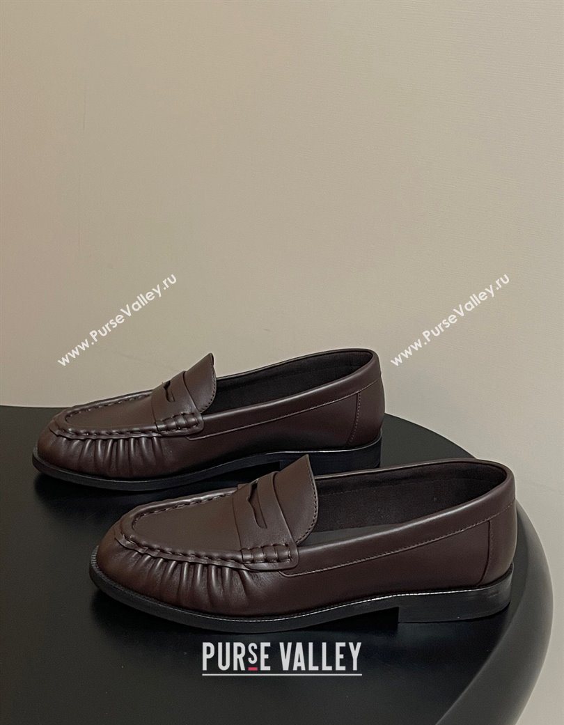 Saint Laurent Le Loafers Penny Slippers in Calf Leather Dark Brown 2025 7668790 (MD-251215005)