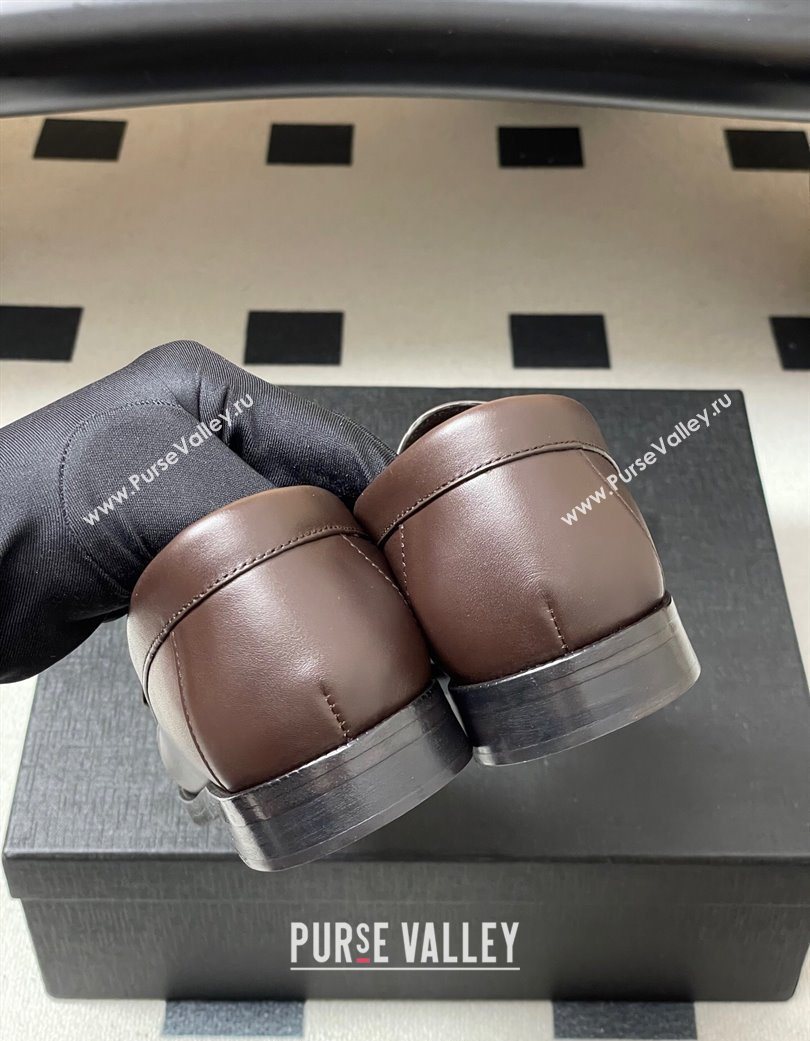 Saint Laurent Le Loafers Penny Slippers in Calf Leather Dark Brown 2025 7668790 (MD-251215005)