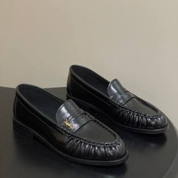 Saint Laurent Le Loafers Penny Slippers in Oil Leather Black/Gold 2025 7668790 (MD-251215007)
