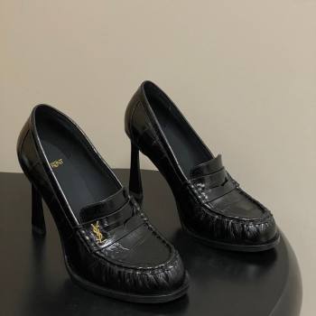 Saint Laurent Le Loafer High Heel Pumps 10cm Eel Embossed Leather Black 2025 8589700 (MD-251213062)