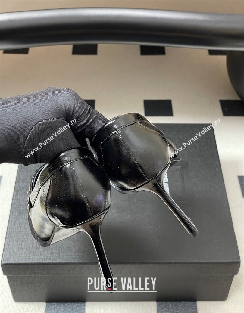 Saint Laurent Le Loafer High Heel Pumps 10cm Eel Embossed Leather Black 2025 8589700 (MD-251213062)