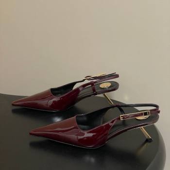 Saint Laurent Lee Slingback Pumps 5.5cm with Buckle in Patent Leather Burgundy 2026 799704 (MD-260224128)