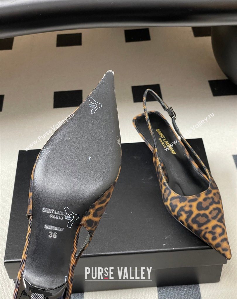 Saint Laurent Leopard Printed Mesh Slingback Pumps 4cm with Buckle 2026 SL082501 (MD-260224093)