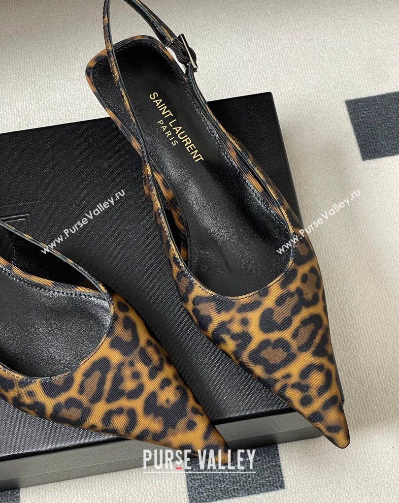 Saint Laurent Leopard Printed Mesh Slingback Pumps 4cm with Buckle 2026 SL082501 (MD-260224093)