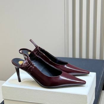 Saint Laurent ANNE-MARIE Slingbacks Pump 7.5cm in Shiny Leather Burgundy 2026 841183 (MD-260224134)