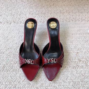 Saint Laurent Jerry Heel Slides Sandal 6cm in Shiny Leather Red 2026 8696549 (MD-260224164)