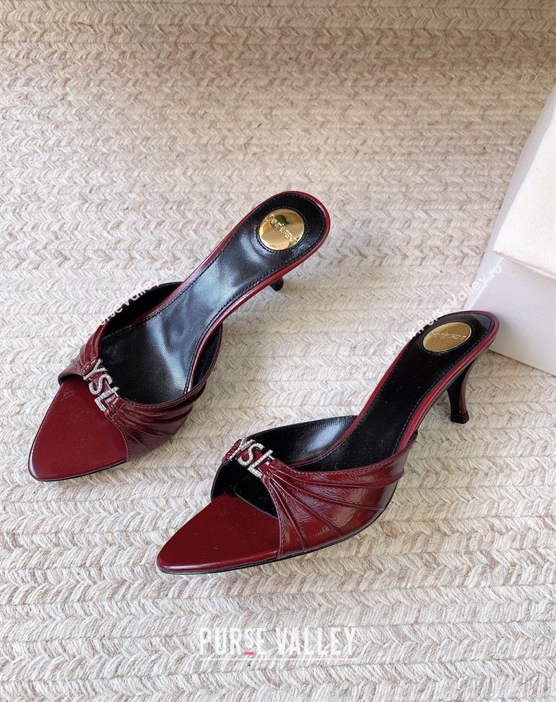 Saint Laurent Jerry Heel Slides Sandal 6cm in Shiny Leather Red 2026 8696549 (MD-260224164)