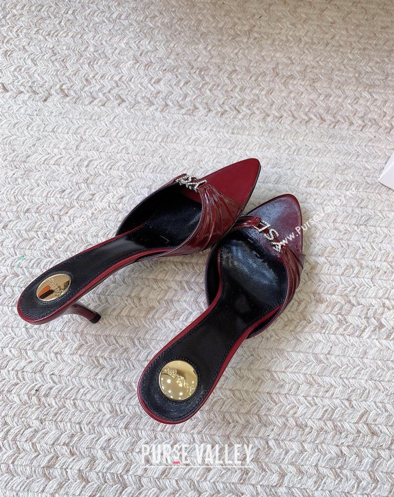 Saint Laurent Jerry Heel Slides Sandal 6cm in Shiny Leather Red 2026 8696549 (MD-260224164)