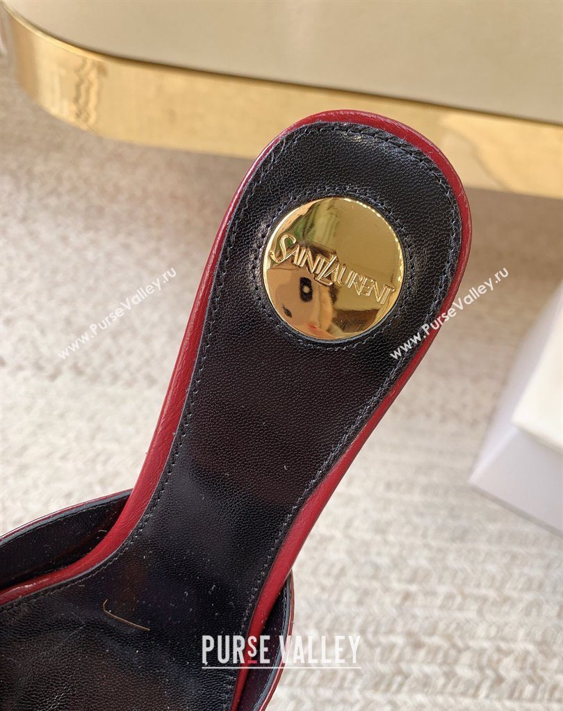 Saint Laurent Jerry Heel Slides Sandal 6cm in Shiny Leather Red 2026 8696549 (MD-260224164)