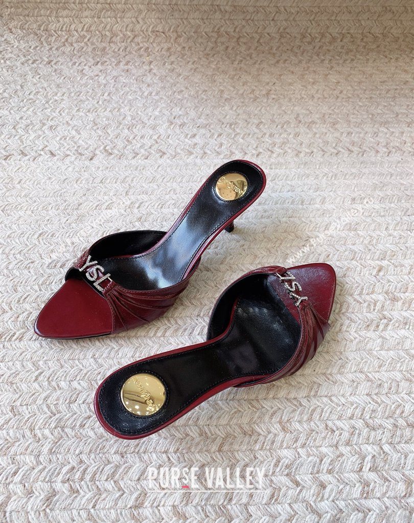 Saint Laurent Jerry Heel Slides Sandal 6cm in Shiny Leather Red 2026 8696549 (MD-260224164)