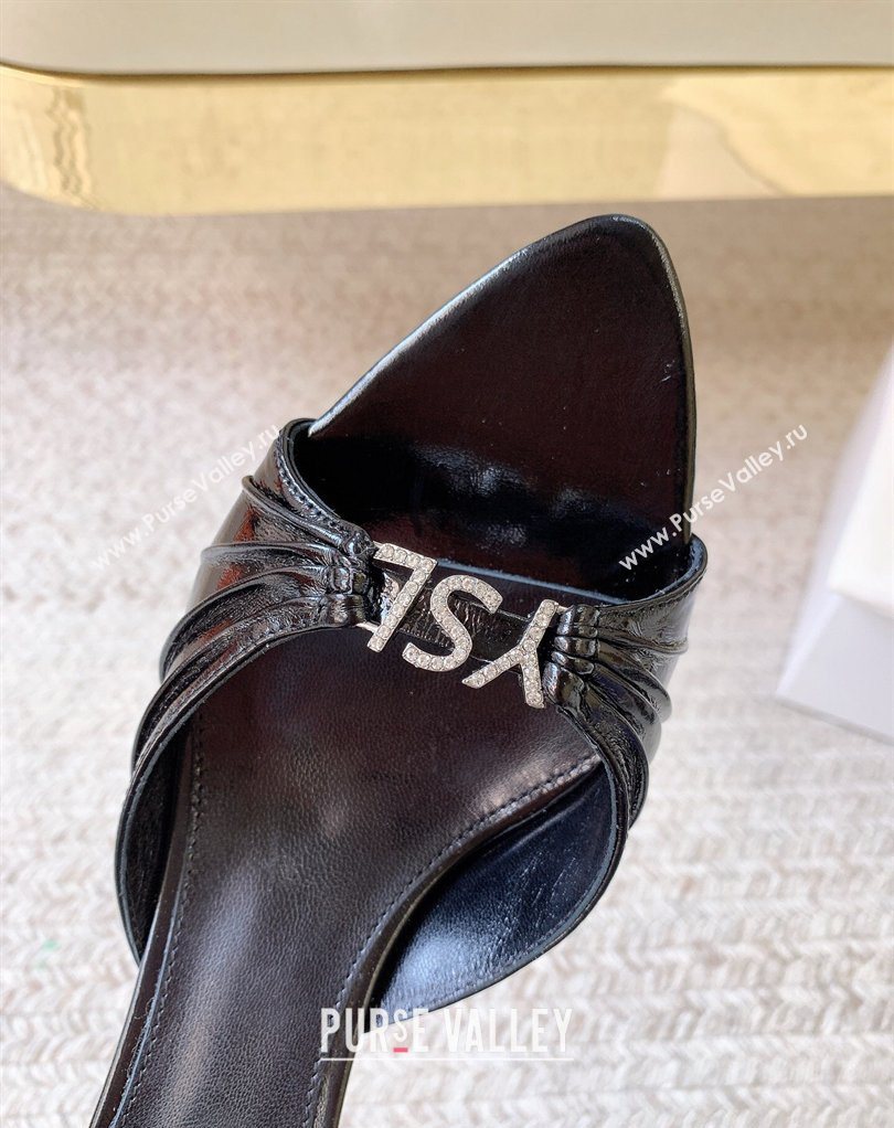 Saint Laurent Jerry Heel Slides Sandal 6cm in Shiny Leather Black 2026 8696549 (MD-260224165)