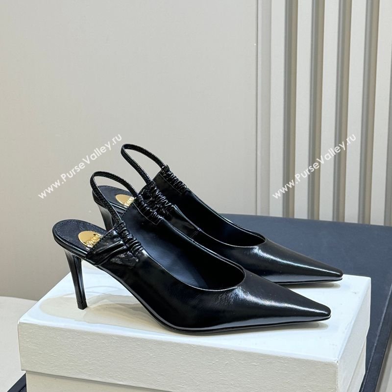 Saint Laurent ANNE-MARIE Slingbacks Pump 7.5cm in Shiny Leather Black 2026 841183 (MD-260224143)