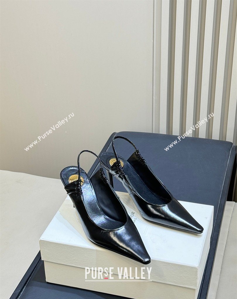 Saint Laurent ANNE-MARIE Slingbacks Pump 7.5cm in Shiny Leather Black 2026 841183 (MD-260224143)