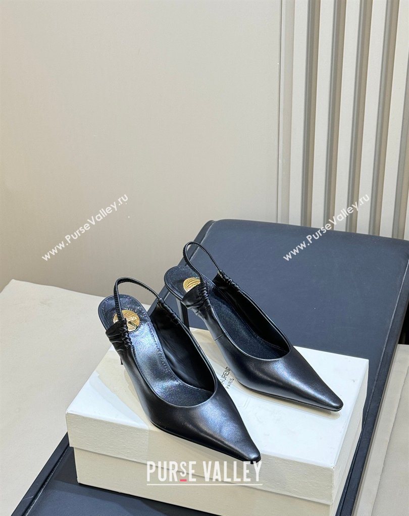 Saint Laurent ANNE-MARIE Slingbacks Pump 7.5cm in Smooth Leather Black 2026 841183 (MD-260224145)