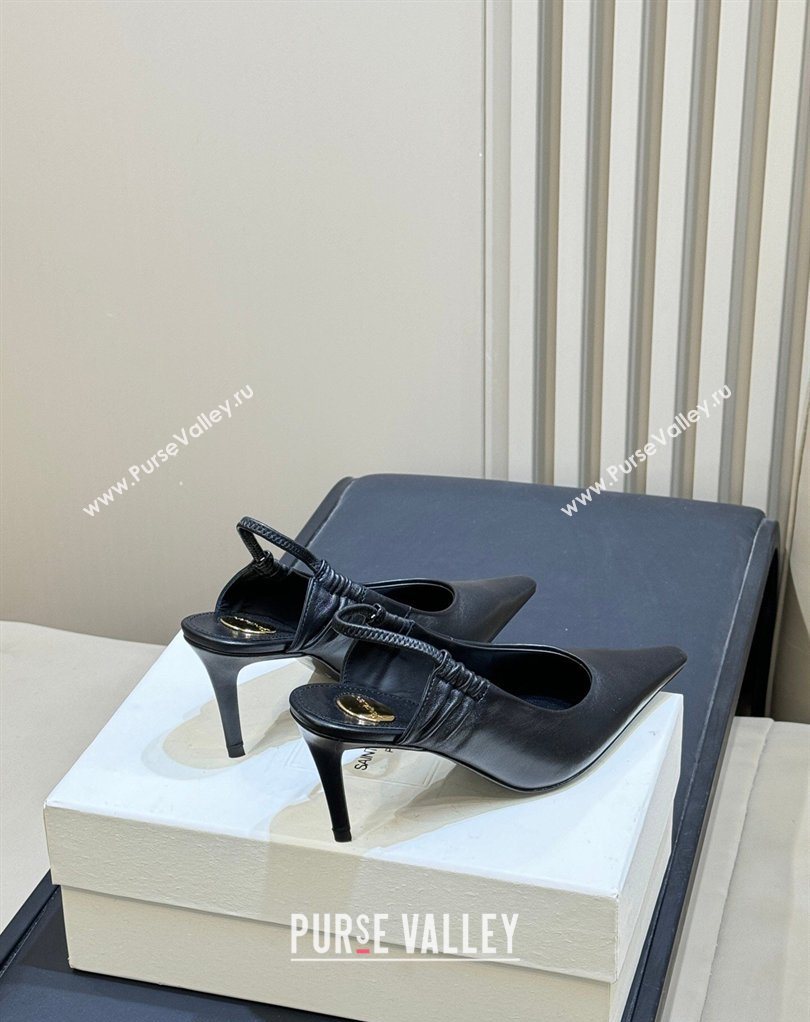 Saint Laurent ANNE-MARIE Slingbacks Pump 7.5cm in Smooth Leather Black 2026 841183 (MD-260224145)