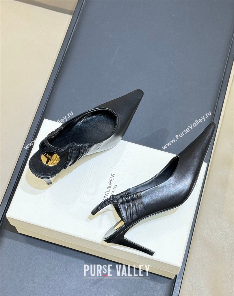 Saint Laurent ANNE-MARIE Slingbacks Pump 7.5cm in Smooth Leather Black 2026 841183 (MD-260224145)