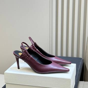 Saint Laurent ANNE-MARIE Slingbacks Pump 7.5cm in Smooth Leather Burgundy 2026 841183 (MD-260224147)