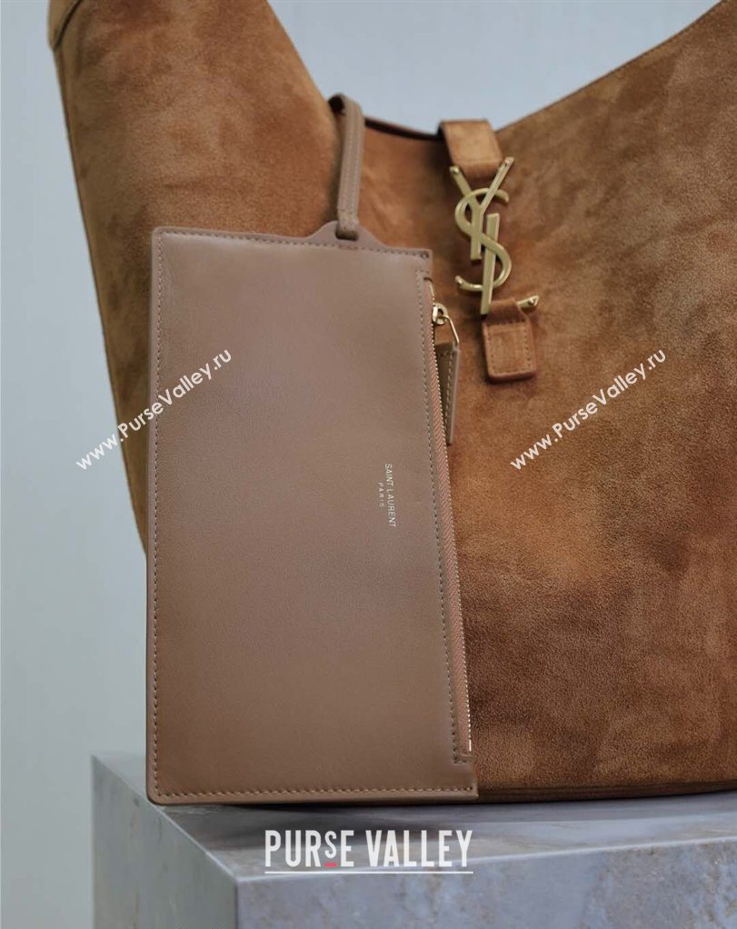 Saint Laurent LE 5 À 7 Supple Large Hobo Bag in Suede Brown 753823 2026 (MHUI-260403121)