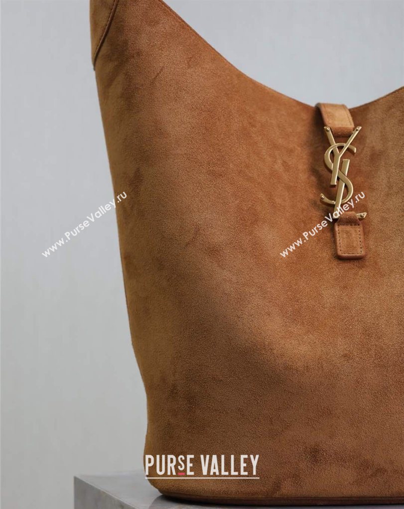 Saint Laurent LE 5 À 7 Supple Large Hobo Bag in Suede Brown 753823 2026 (MHUI-260403121)