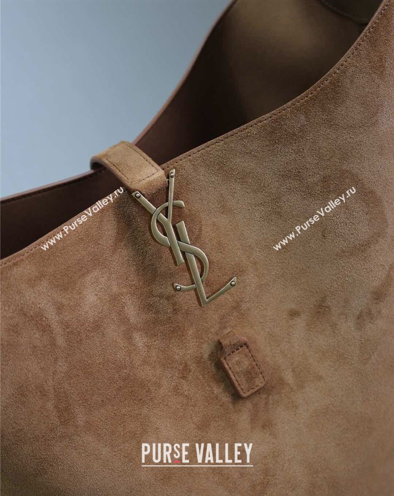 Saint Laurent LE 5 À 7 Supple Large Hobo Bag in Suede Brown 753823 2026 (MHUI-260403121)