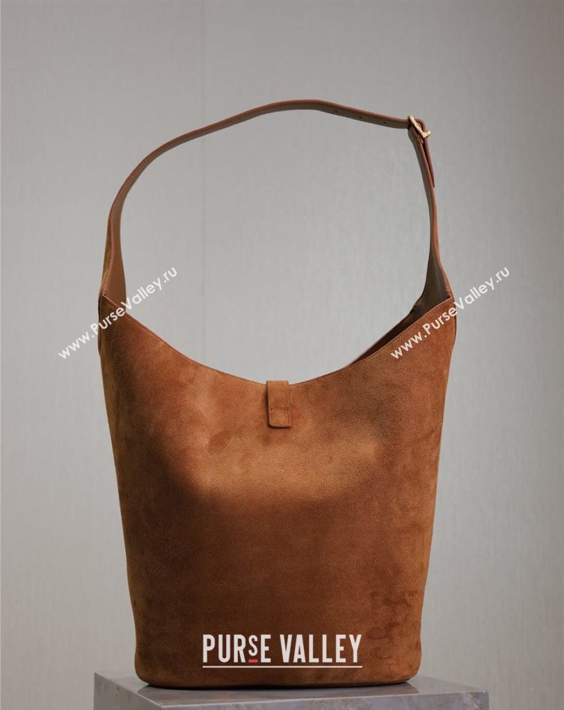 Saint Laurent LE 5 À 7 Supple Large Hobo Bag in Suede Brown 753823 2026 (MHUI-260403121)