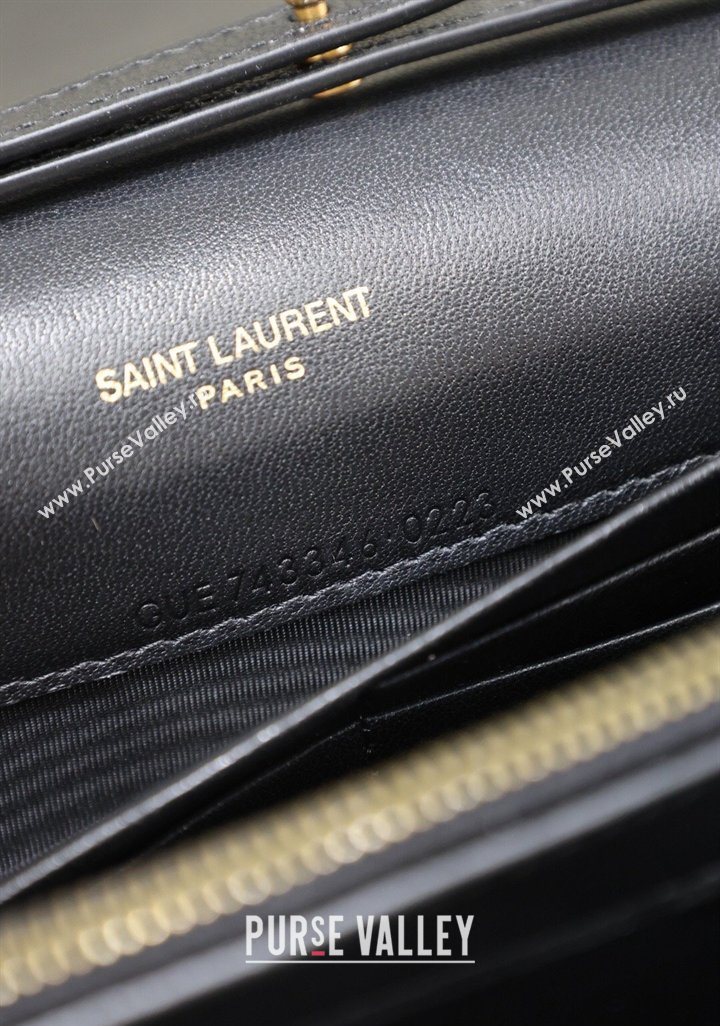 Saint Laurent Cassandre Quilted Lambskin Leather Chain Bag Black 2026 743364 (MHUI-260403052)