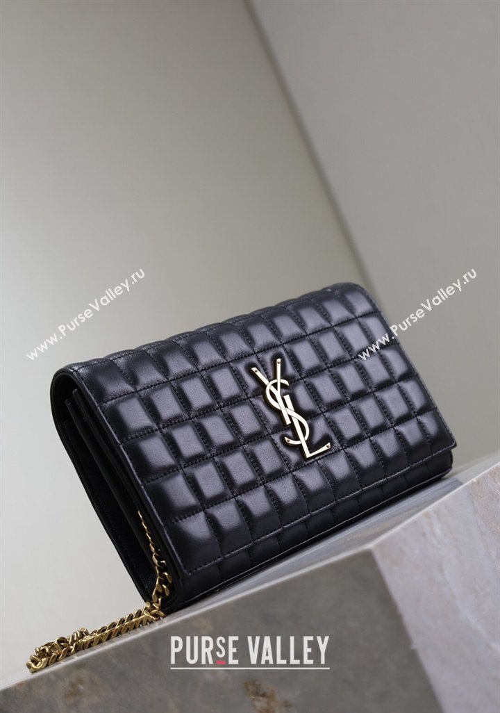 Saint Laurent Cassandre Quilted Lambskin Leather Chain Bag Black 2026 743364 (MHUI-260403052)