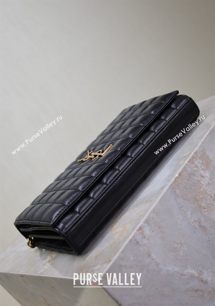 Saint Laurent Cassandre Quilted Lambskin Leather Chain Bag Black 2026 743364 (MHUI-260403052)