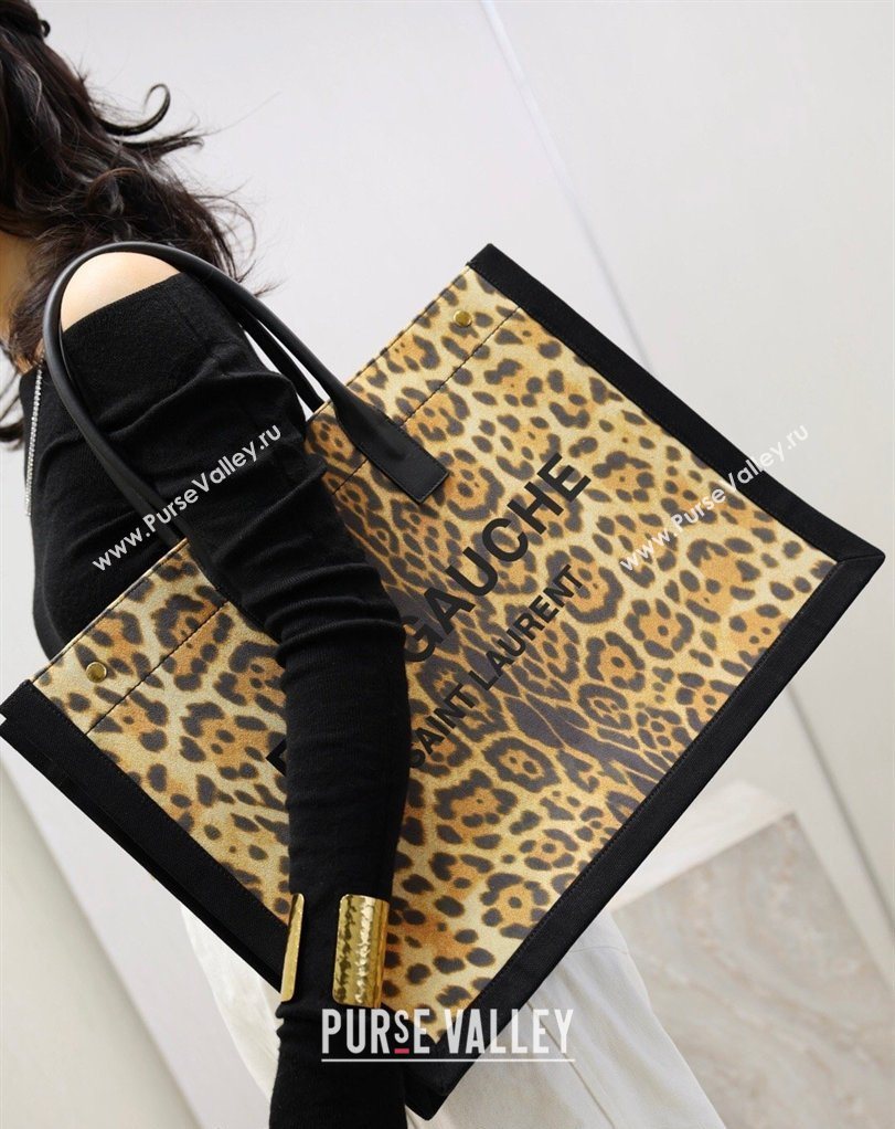 Saint Laurent Rive Gauche Large Tote bag in Leopard Print 2026 509415 (MHUI-260403064)
