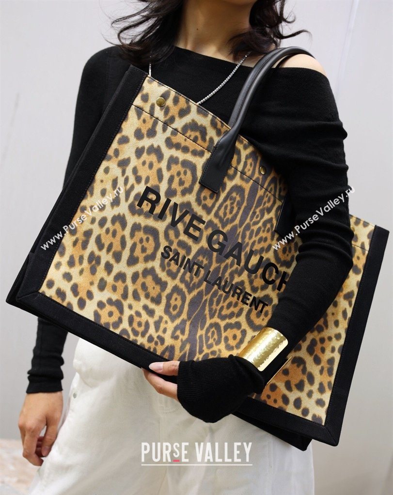 Saint Laurent Rive Gauche Large Tote bag in Leopard Print 2026 509415 (MHUI-260403064)