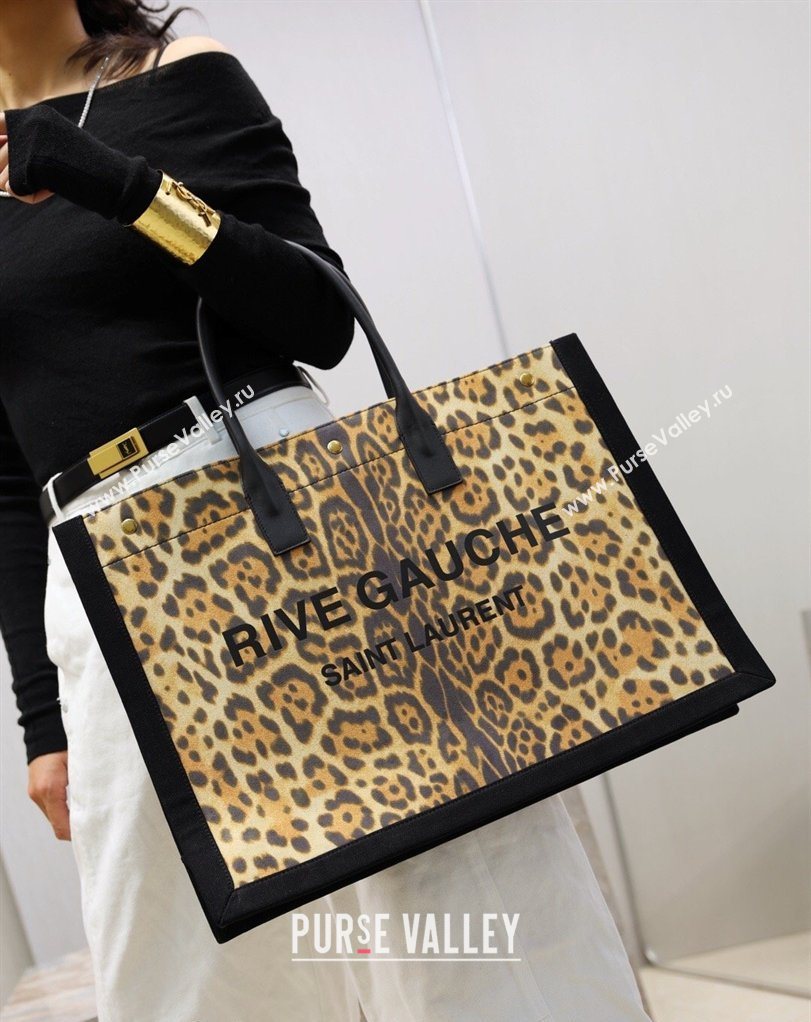 Saint Laurent Rive Gauche Large Tote bag in Leopard Print 2026 509415 (MHUI-260403064)